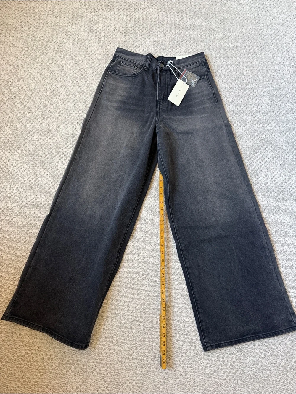 MNML Men’s Wide-Leg High-Rise Jeans in Charcoal Black